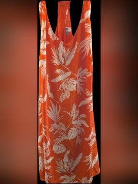 Women's Orange Tropical Print Dress